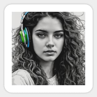 girl with headphone Sticker